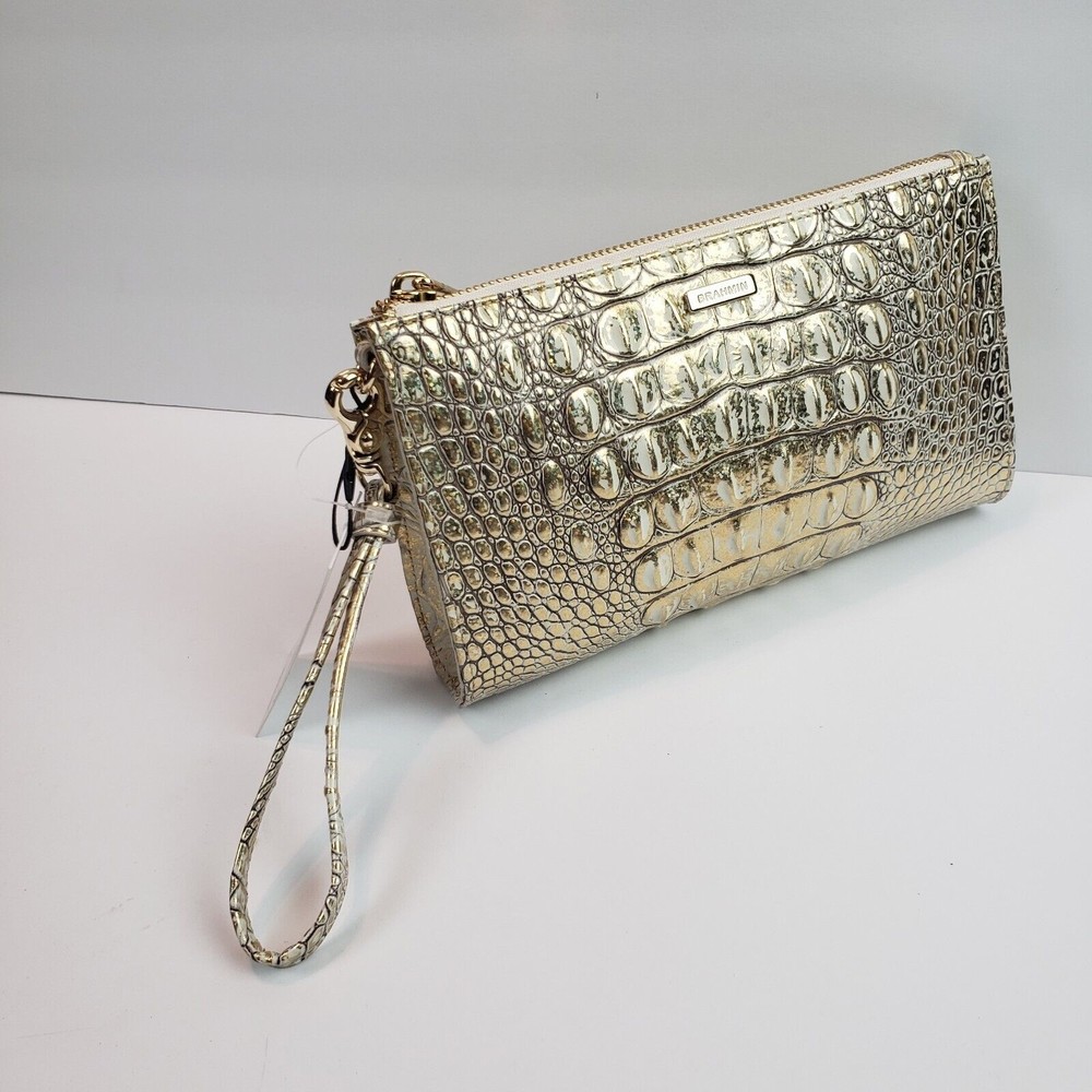 Brahmin Daisy Leather Wristlet Hologram Melbourne Genuine Leather Purse HTF Bag - Picture 16 of 16